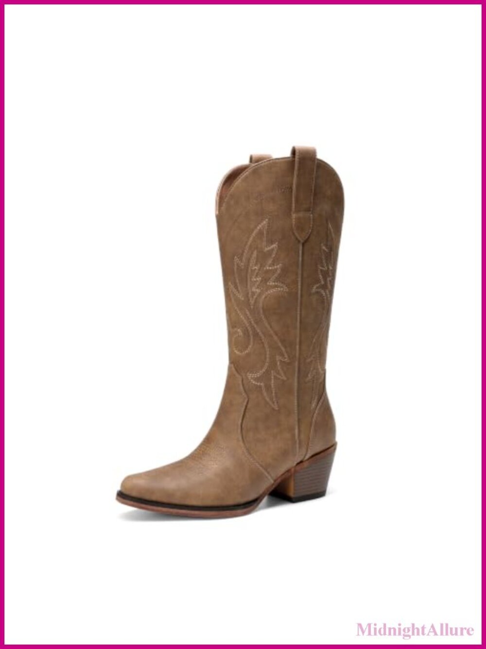 Women's Western Embroidered Knee-High Cowgirl Boots Faux Suede